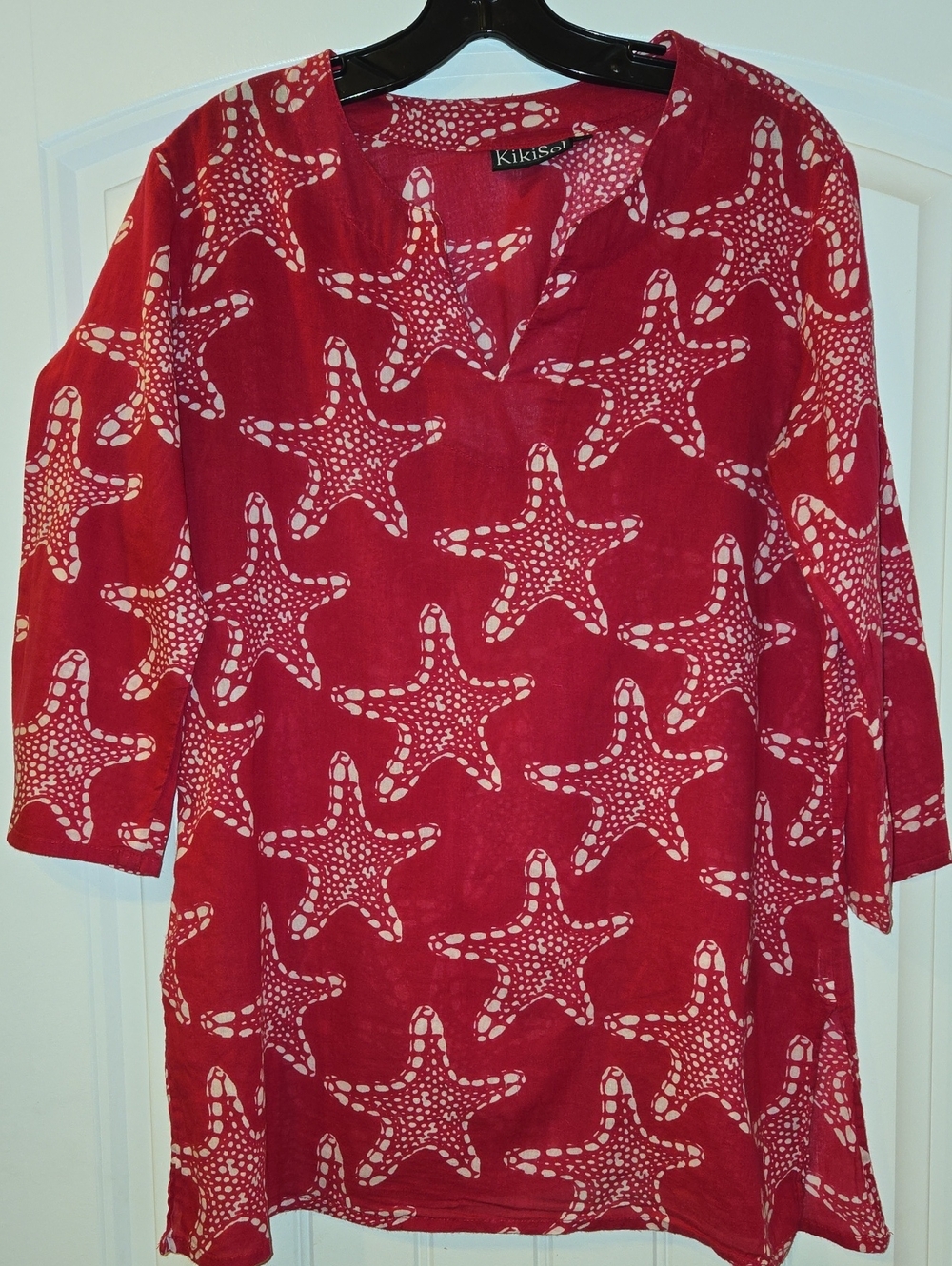 Fuschia Starfish Print Womens Tunic Top